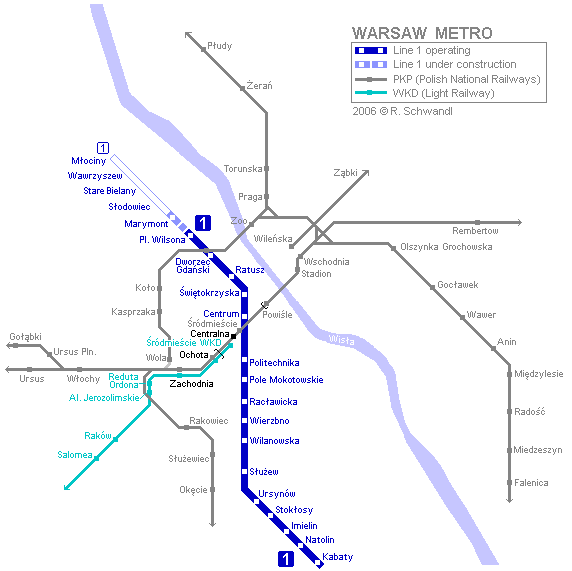 Варшавское метро схема