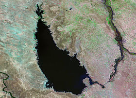 Вид озера из космоса.