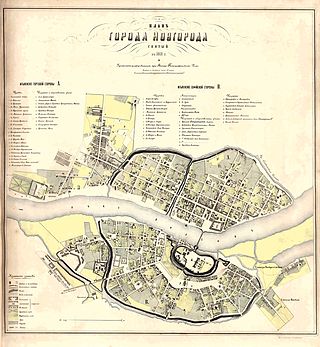 План Новгорода, снятый в1862 году и хромолитографированный в Военно-Топографическом Депо.
