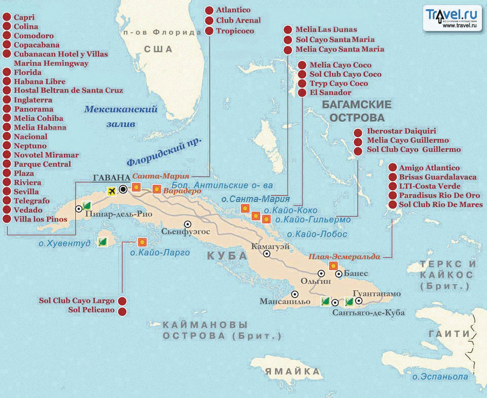 Карта отелей варадеро куба