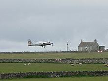 Islander leaving Sanday airstrip.jpg